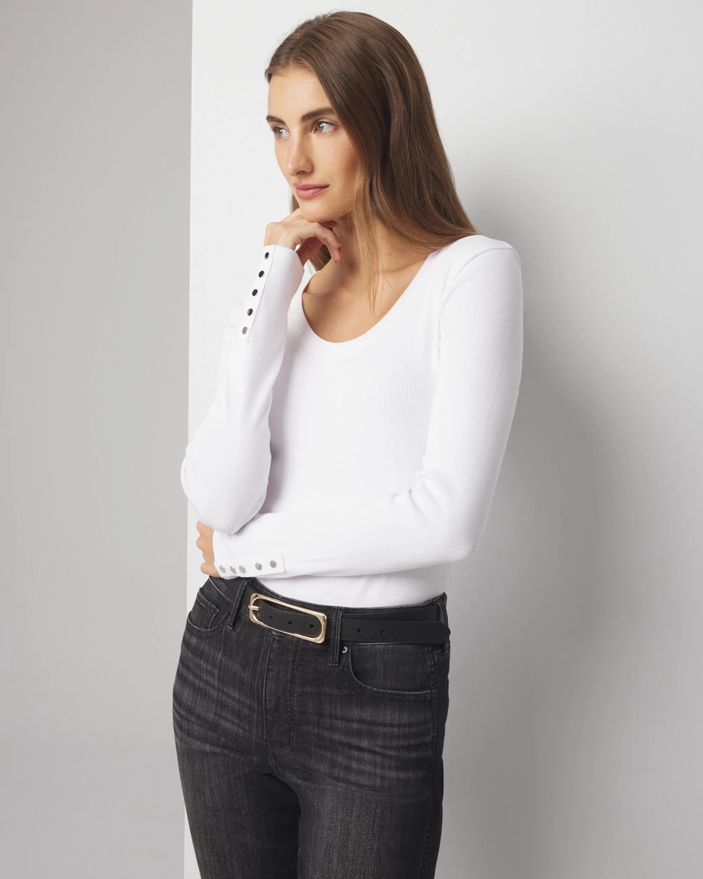 【関税込み】GOES BOTANICAL RIBBED T-SHIRT WHBM_LS Rib Scoop Neck